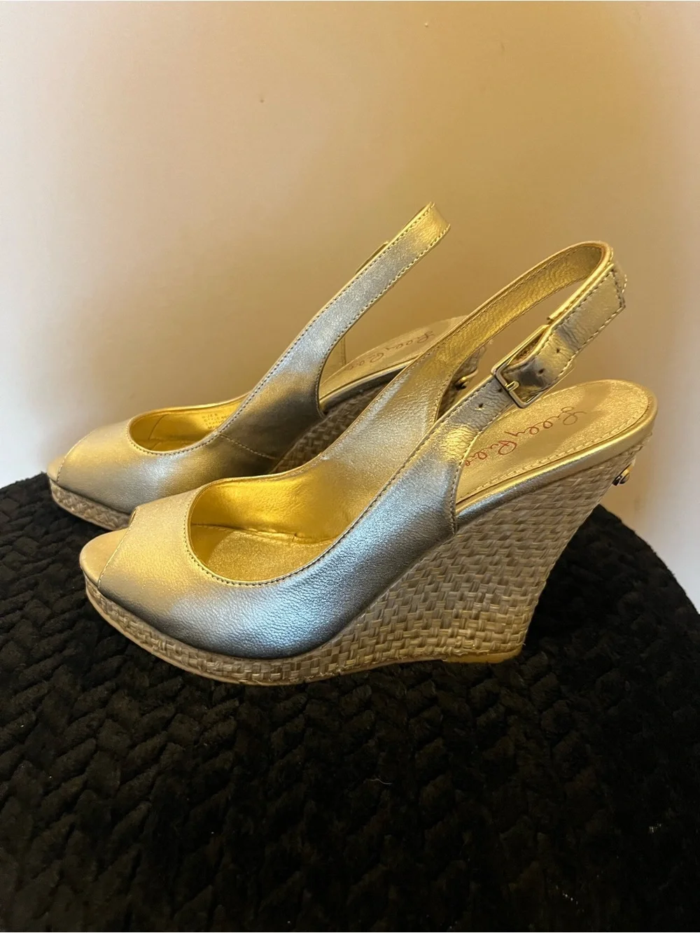 Lilly Pulitzer Metallic Gold Wedge Slingback Sandals